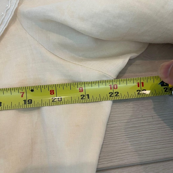 VTG Anne French Cream Ramie Embellished Collar Short Sleeve Blazer Jacket - Picture 5 of 8